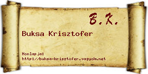 Buksa Krisztofer névjegykártya